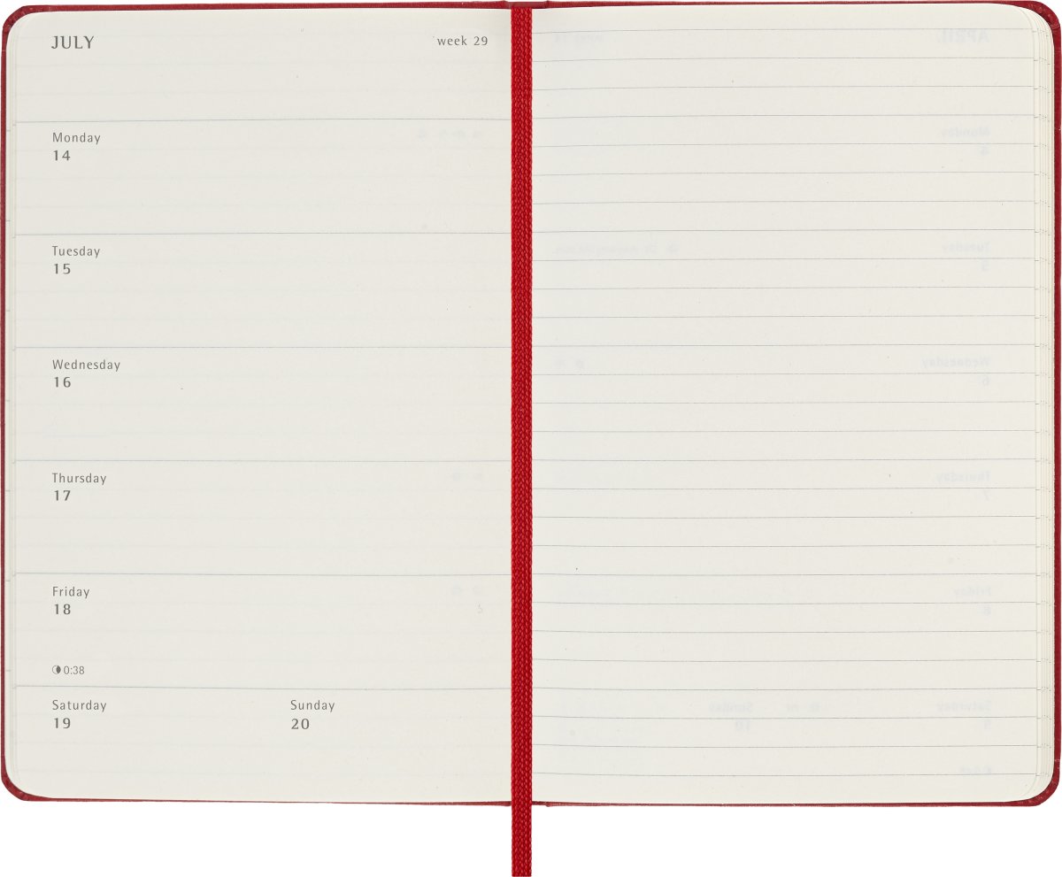 Moleskine 2025 Kalender | H | Uge | Poc. | Rød