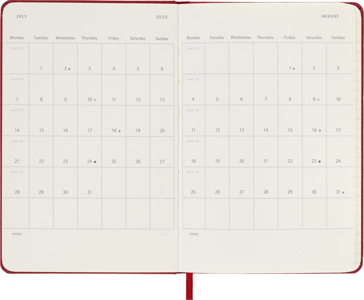 Moleskine 2025 Kalender | H | Uge | Poc. | Rød