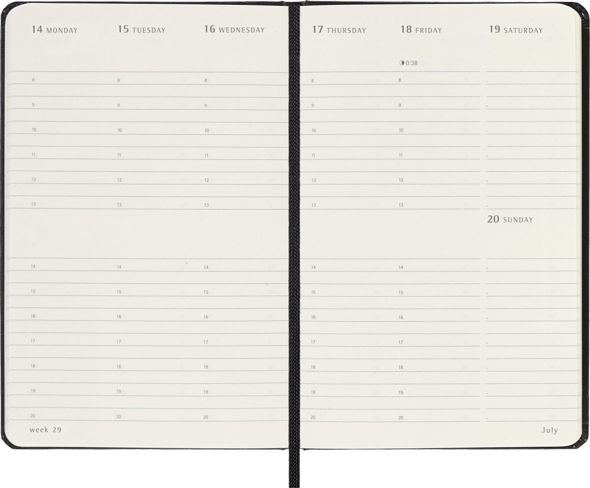 Moleskine 2025 Kalender | H | Uge v. | Poc. | Sort