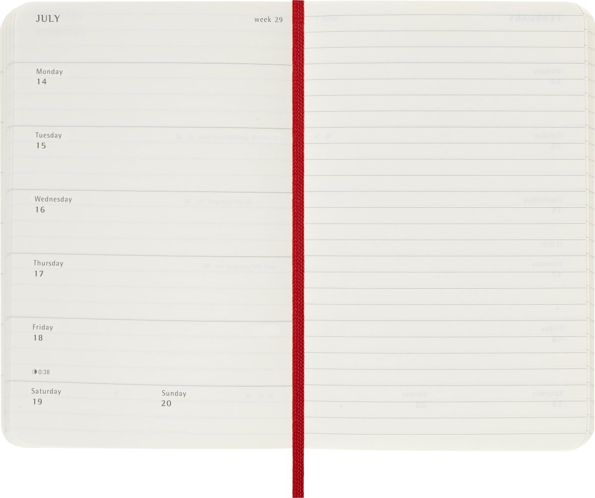 Moleskine 2025 Kalender | S | Uge | Poc. | Rød