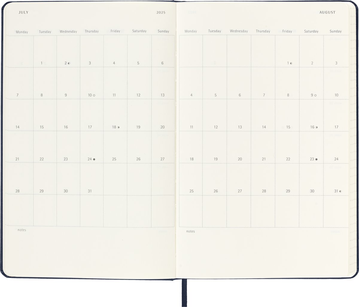 Moleskine 2025 Kalender | H | Uge | L | Sort