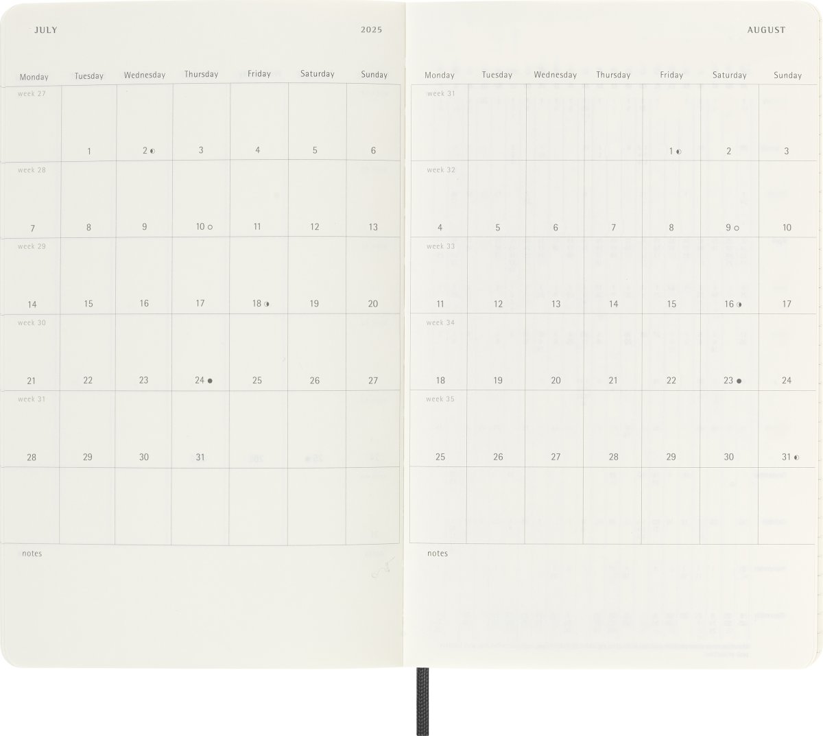 Moleskine 2025 Kalender | S | Uge | L | Sort