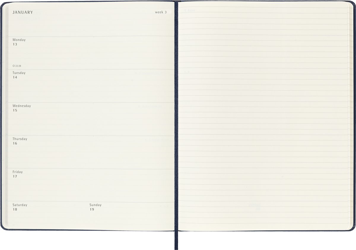 Moleskine 2025 Kalender | H | Uge | XL | Blå