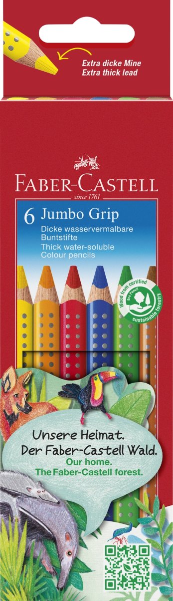 Faber-Castell Grip Farveblyanter Jumbo | 6 farv.