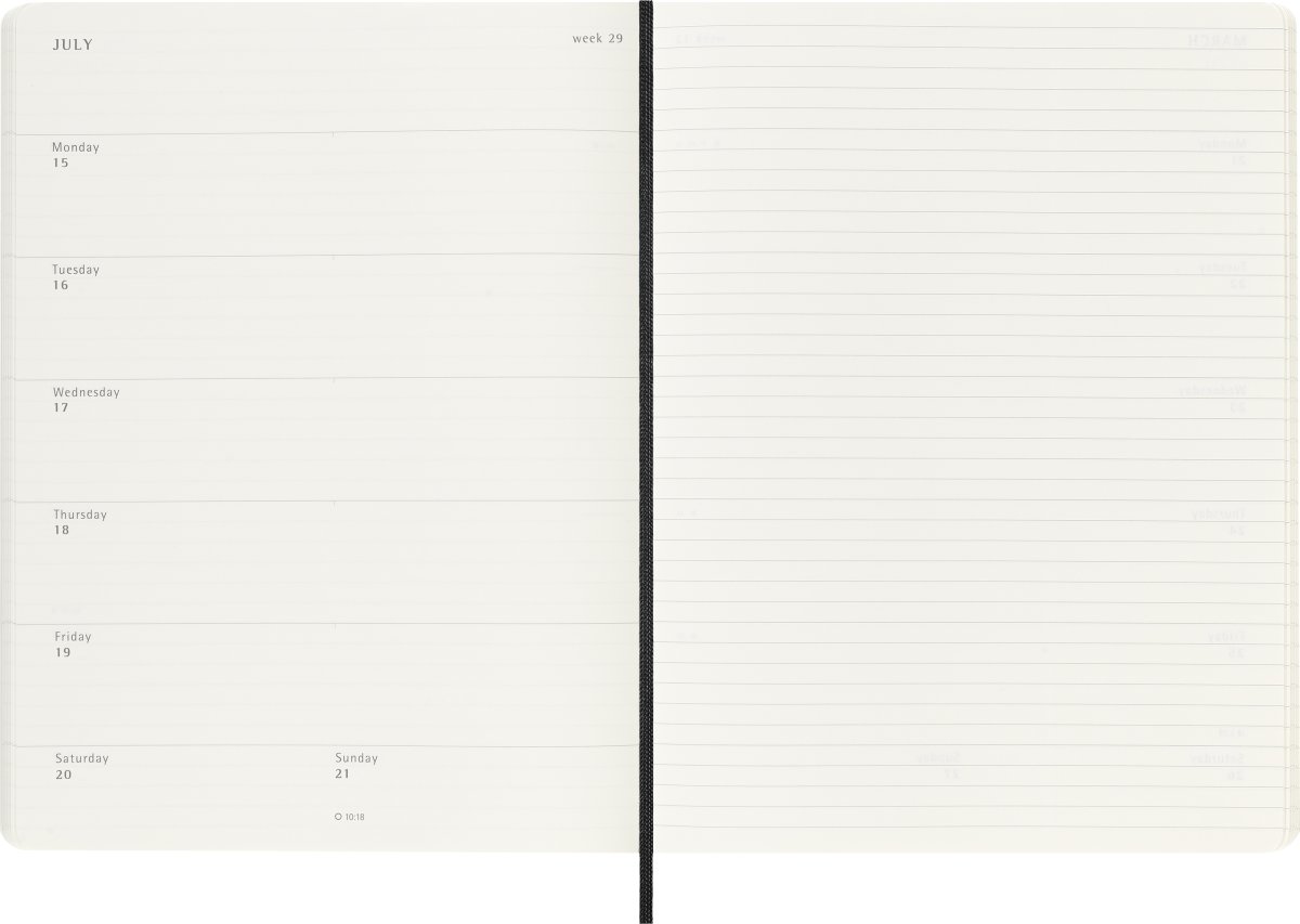 Moleskine 2025 Kalender | S | Uge | XL | Sort