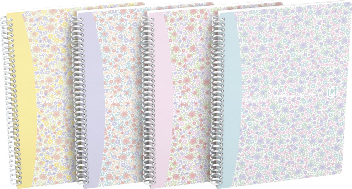 Oxford Floral Spiralbog B5 | Kvadreret | Ass.