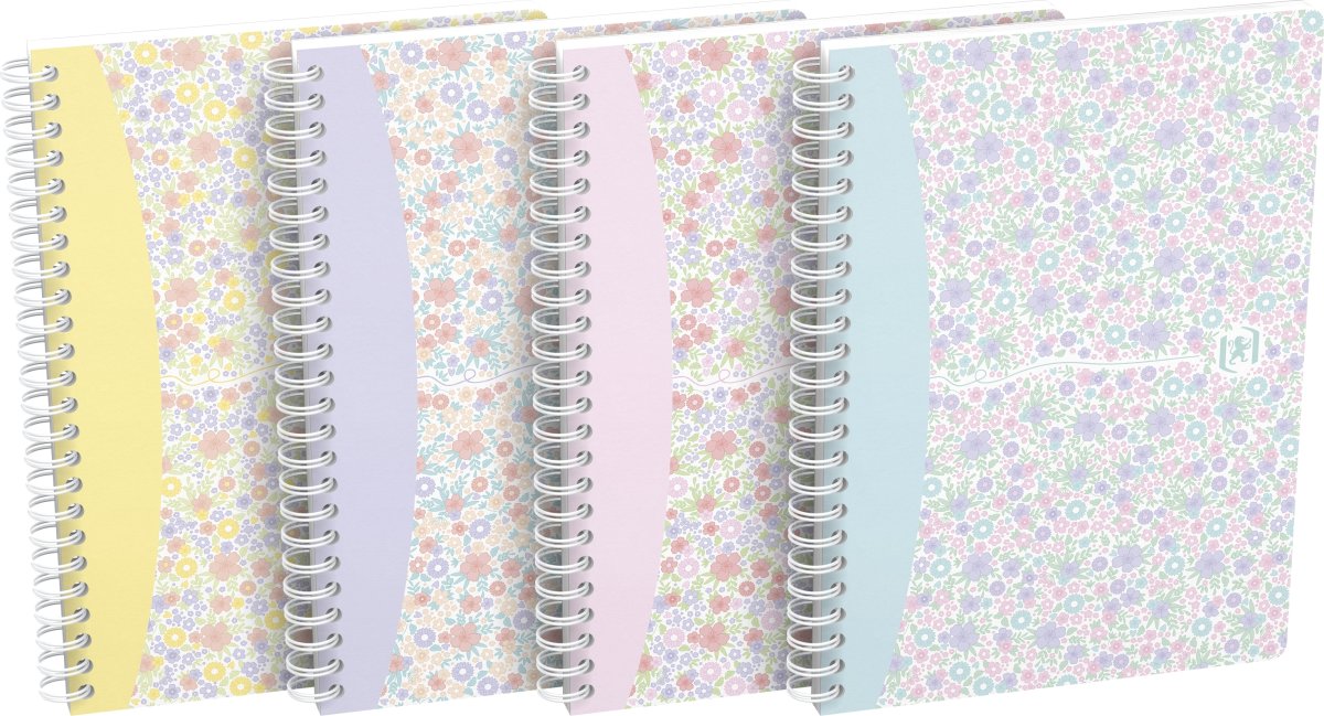 Oxford Floral Spiralbog A5 | Linjeret | Ass.
