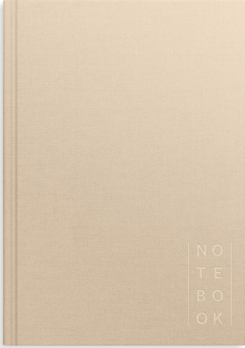 Burde Notesbog, tekstil, A5, linjeret, beige