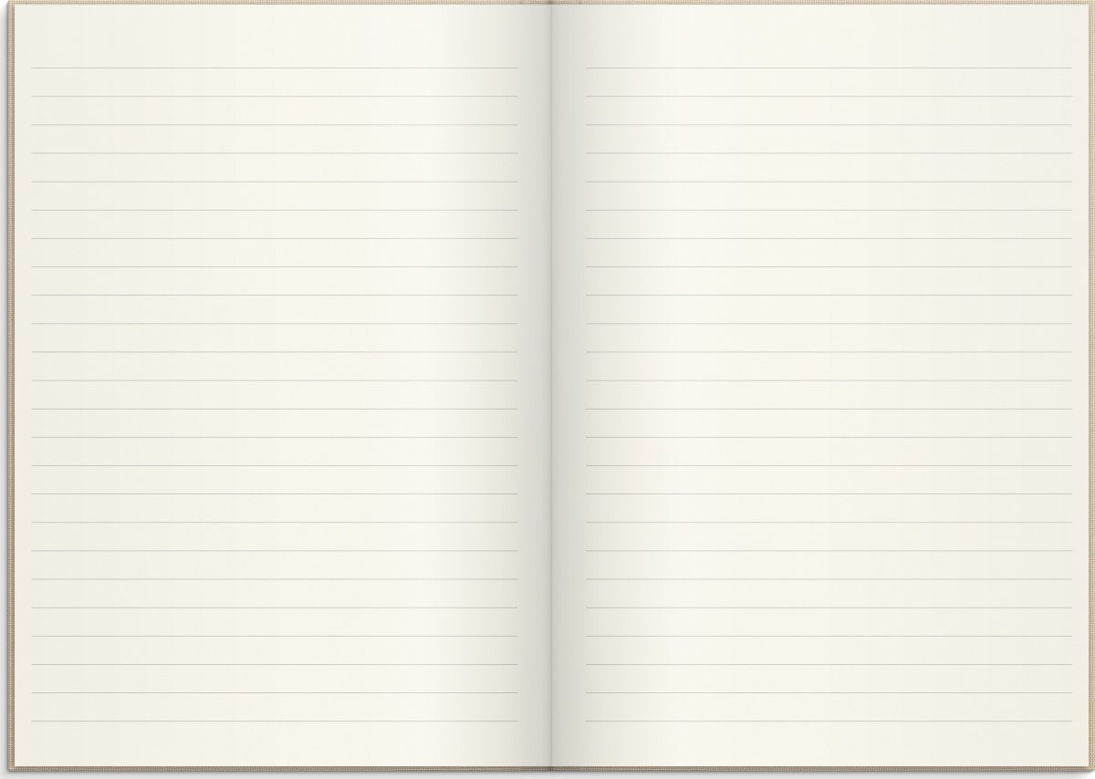 Burde Notesbog, tekstil, A5, linjeret, beige