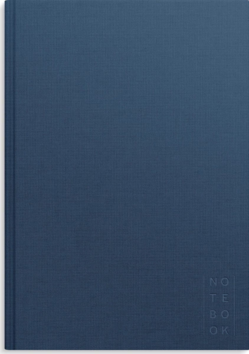 Burde Notesbog, tekstil, A4, linjeret, dark blue