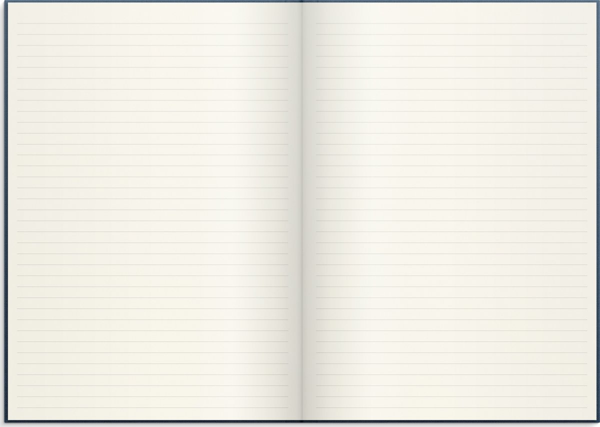 Burde Notesbog, tekstil, A4, linjeret, dark blue