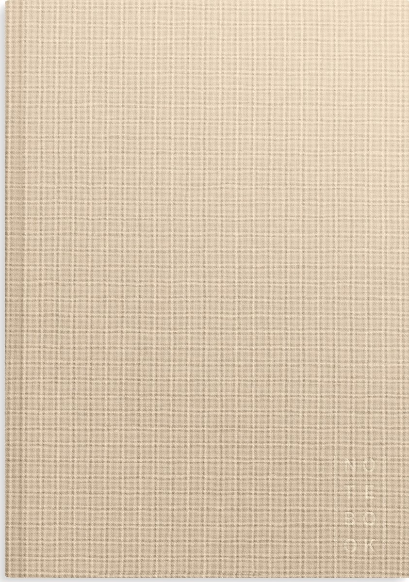 Burde Notesbog, tekstil, A4, linjeret, beige