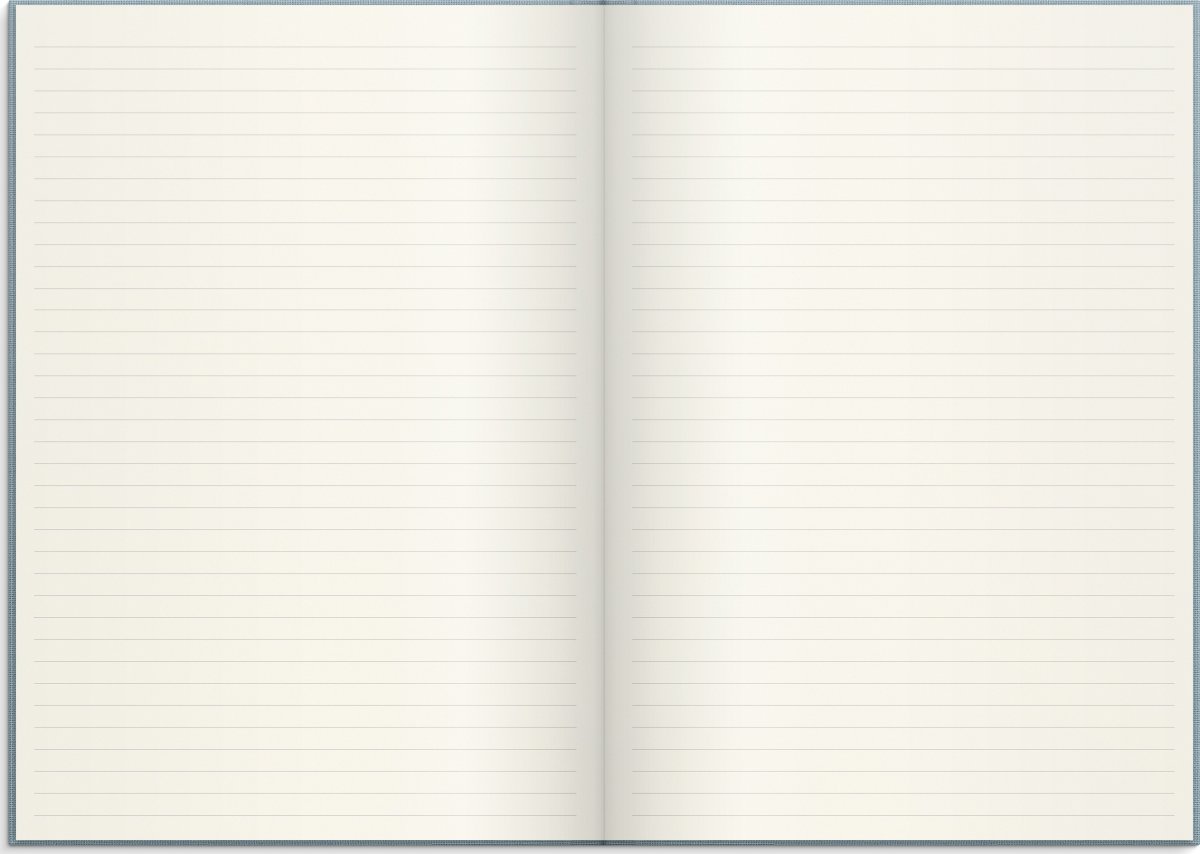 Burde Notesbog, tekstil, A4, linjeret, blue
