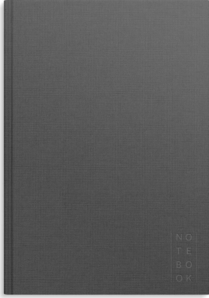 Burde Notesbog, tekstil, A4, blank, dark grey