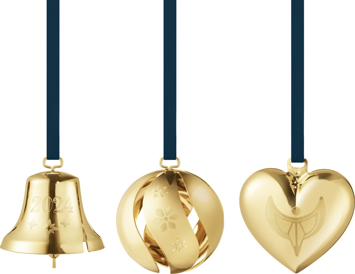 Georg Jensen Ornamentsæt 2024, guld, 3 dele