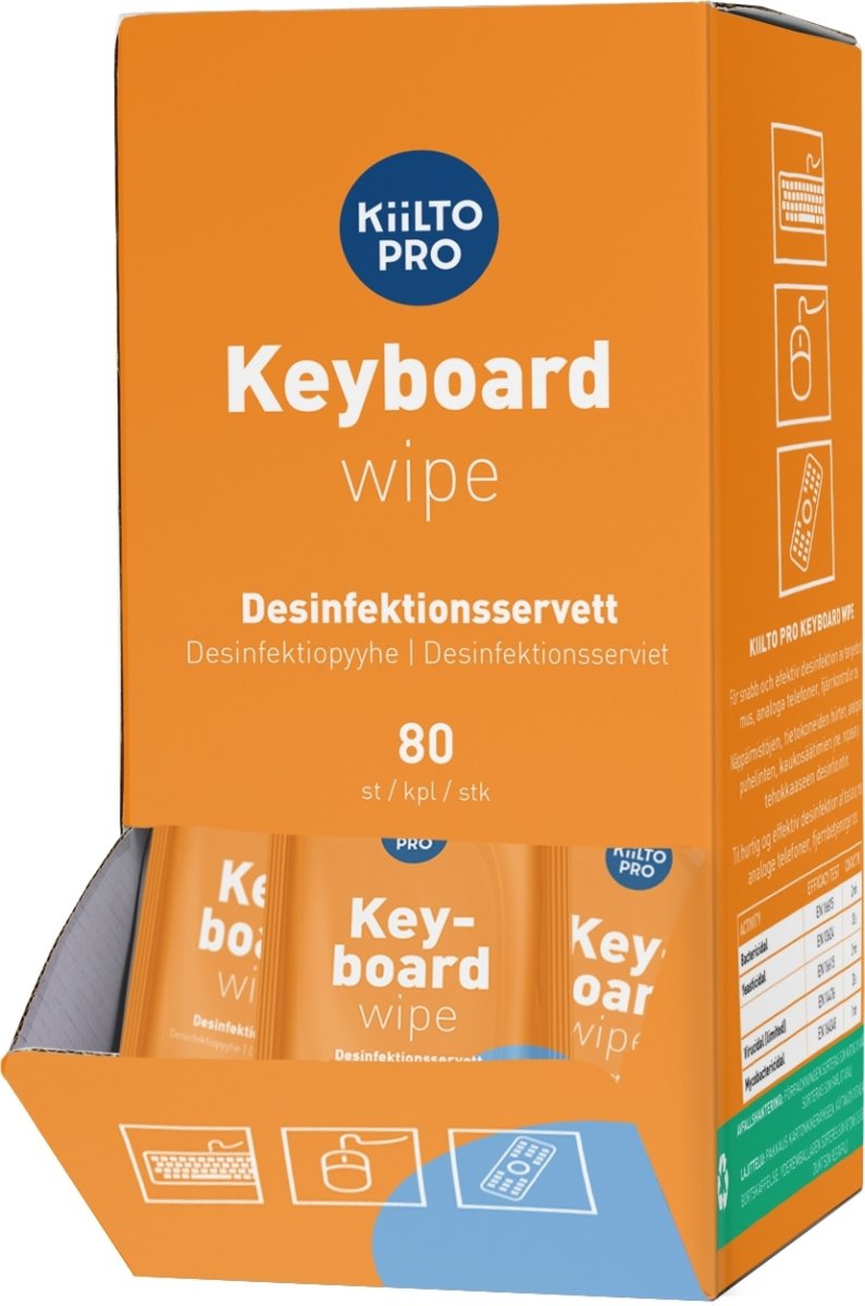 Kiilto Pro Keyboard Wipes 62% | 80 wipes