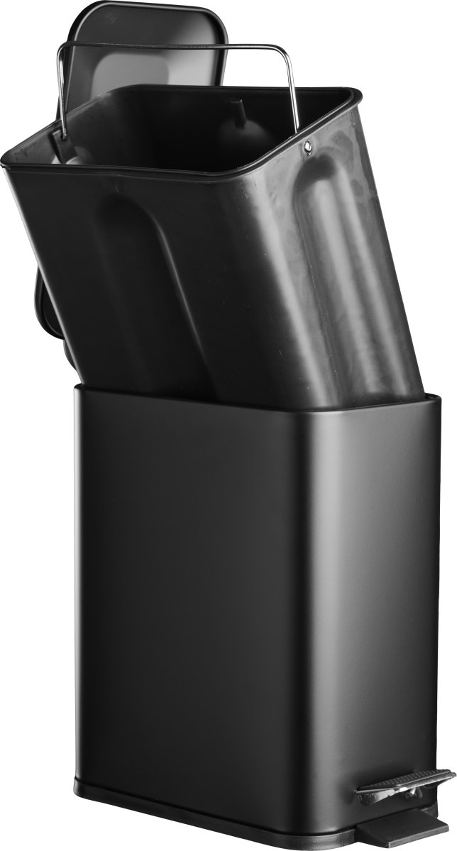 Pedalspand m/softclose 5 L, smal rektangulær, sort