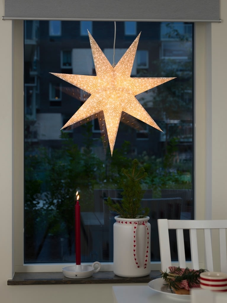 Papirstjerne, Hængende, Mønster, Ø60, Guld