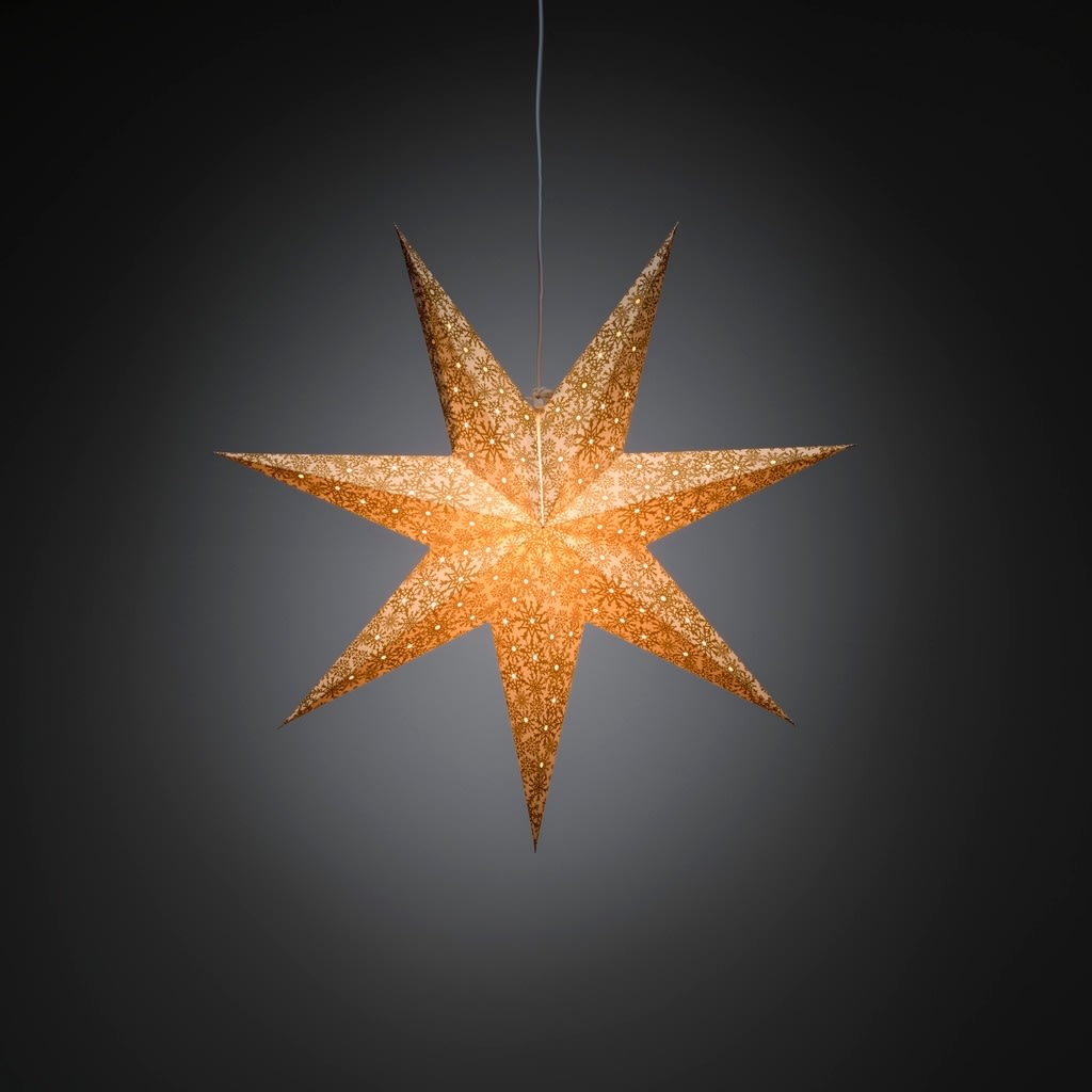 Papirstjerne, Hængende, Mønster, Ø60, Guld