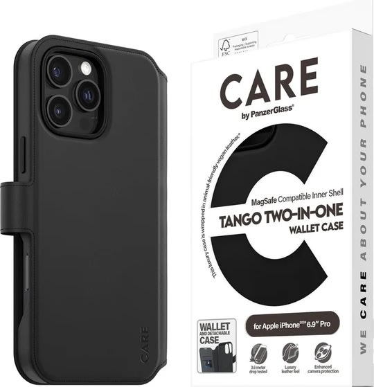 CARE iPhone 16 Pro Max to i en cover m. pung, sort