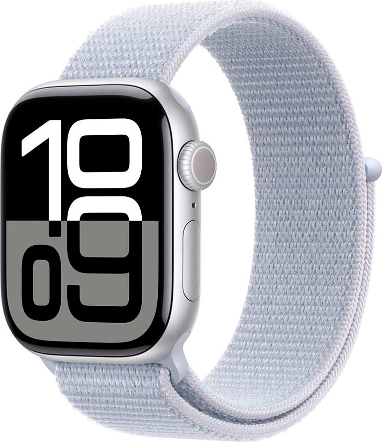 Apple Watch Series 10 GPS, 42mm, sølv, sport loop