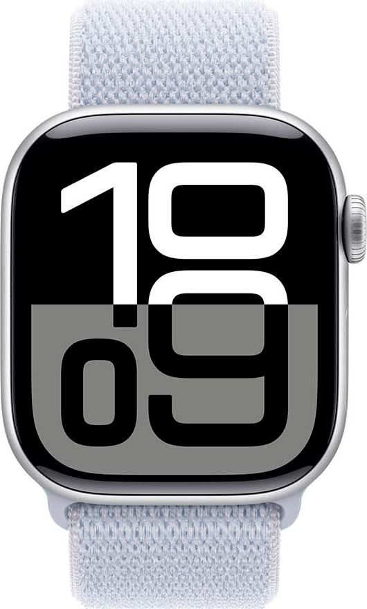 Apple Watch Series 10 GPS, 42mm, sølv, sport loop