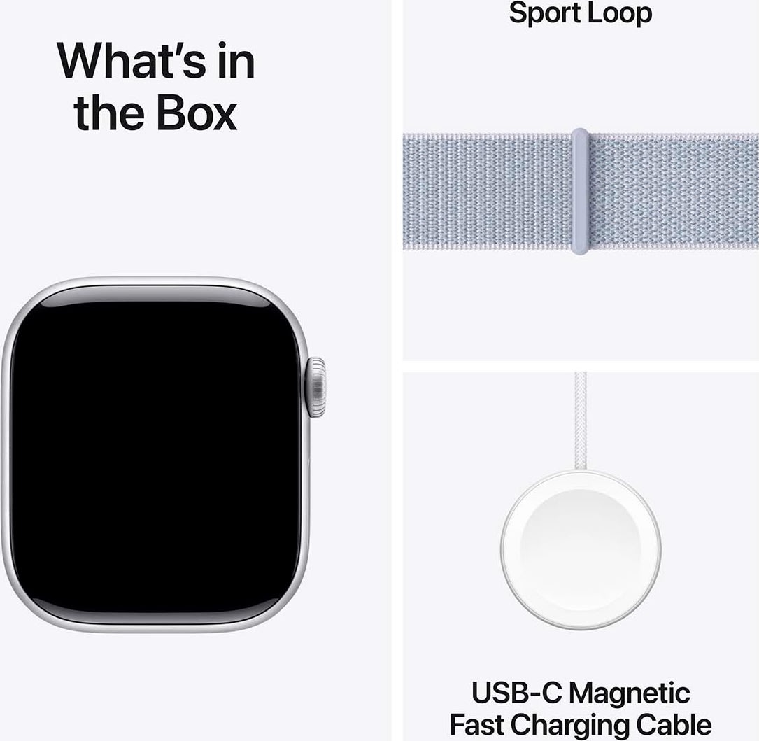 Apple Watch Series 10 GPS, 42mm, sølv, sport loop