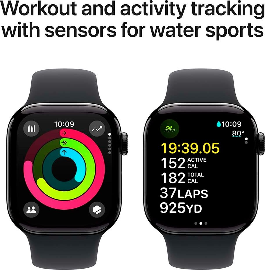 Apple Watch Series 10 GPS, 42mm, jet sort, S/M