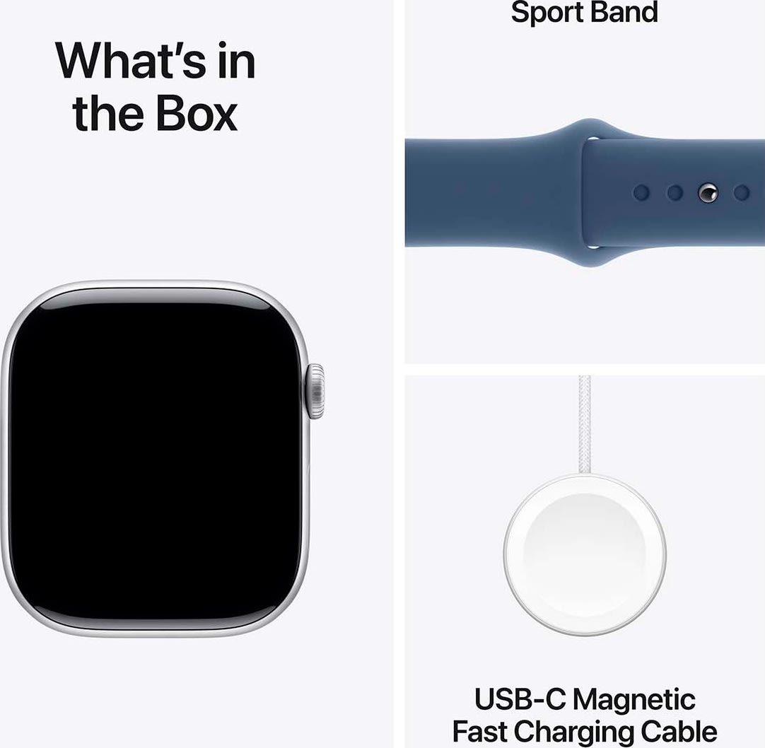 Apple Watch Series 10 GPS, 46mm, sølv, M/L