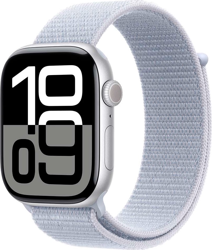 Apple Watch Series 10 GPS, 46mm, sølv, sport loop