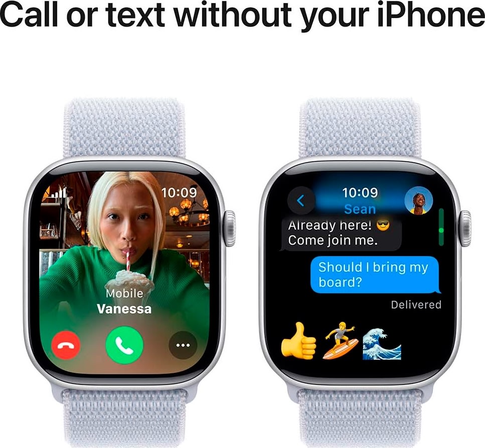 Apple Watch Series 10 GPS, 46mm, sølv, sport loop