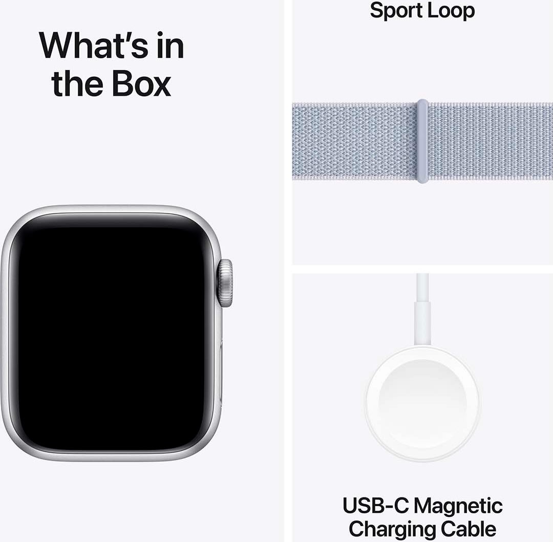 Apple Watch SE GPS, 44mm, sølv, sport loop
