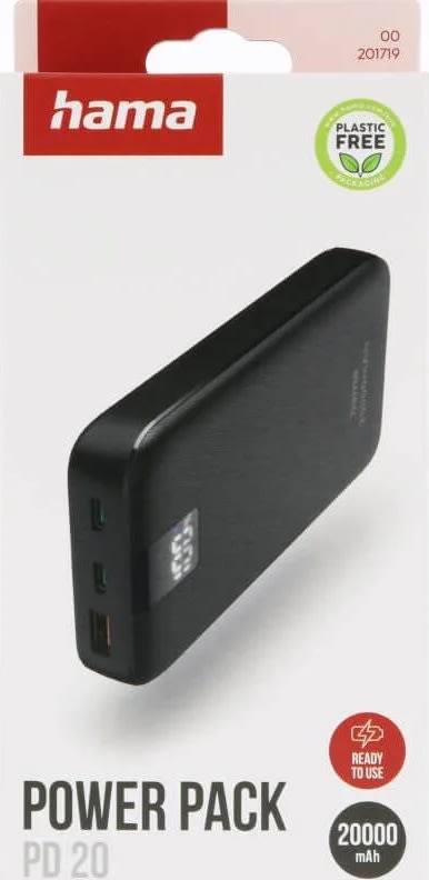 HAMA Powerbank PD 20000mAh, sort