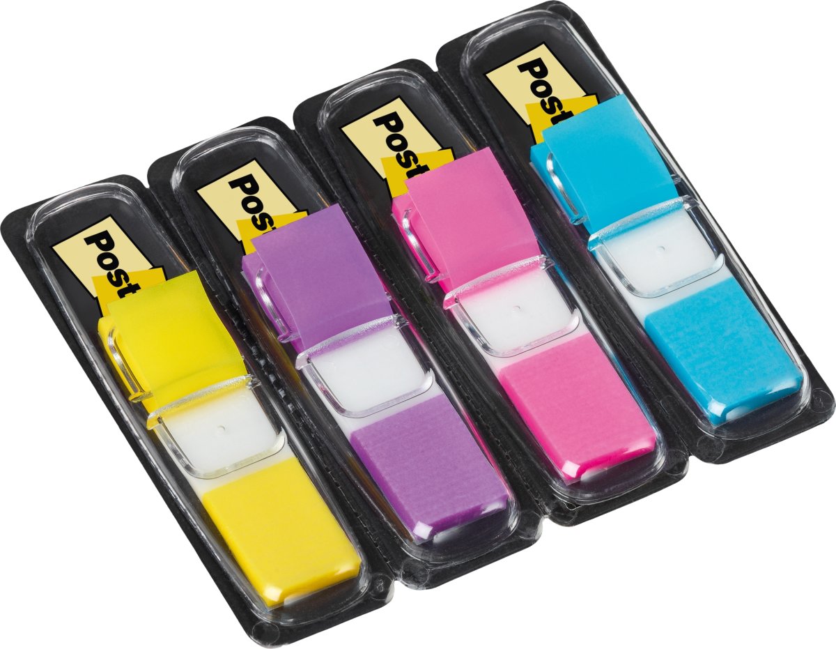 Post-it Indexfaner | 12x43 mm | Gul/lilla/pink/blå