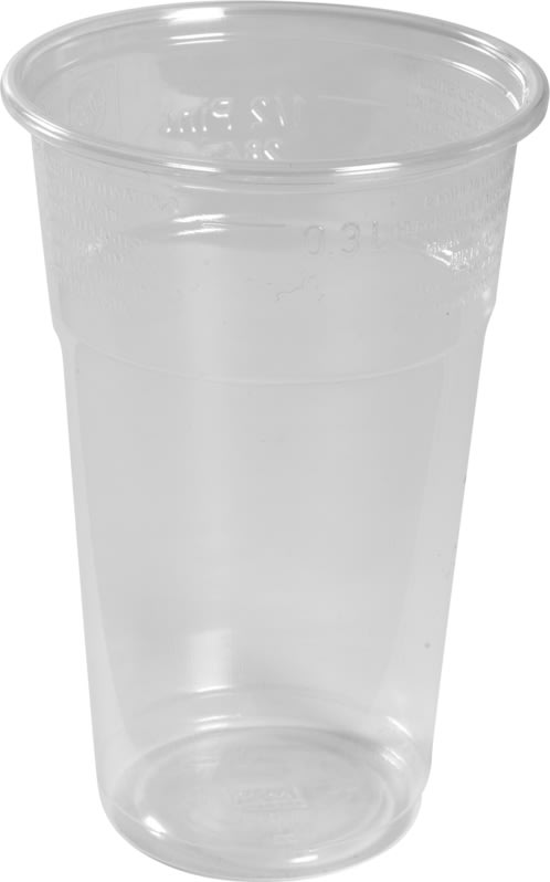 Plastikglas m/ tappestreg, PP, Klar 30 cl, Smal