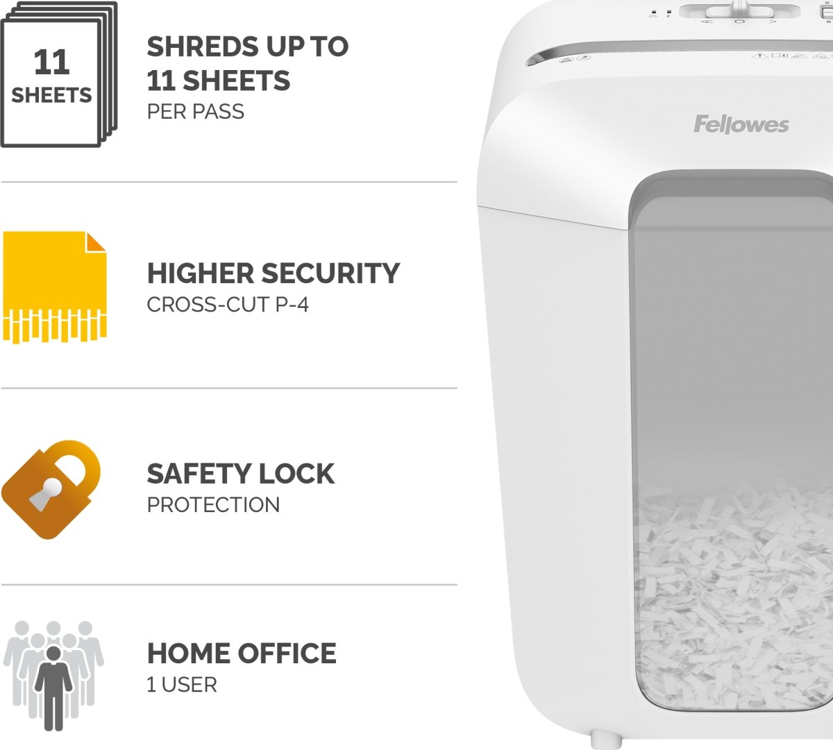 Fellowes Powershred LX70 Cross-Cut makulator, hvid