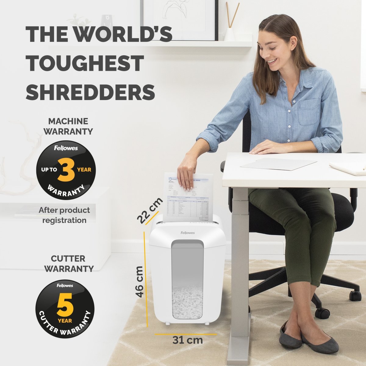 Fellowes Powershred LX70 Cross-Cut makulator, hvid