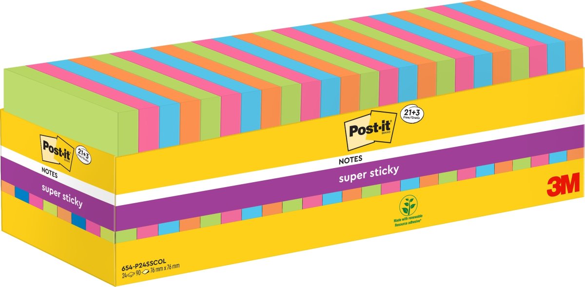 Post-it SS Notes | Color | 76x76 mm | 24 blokke