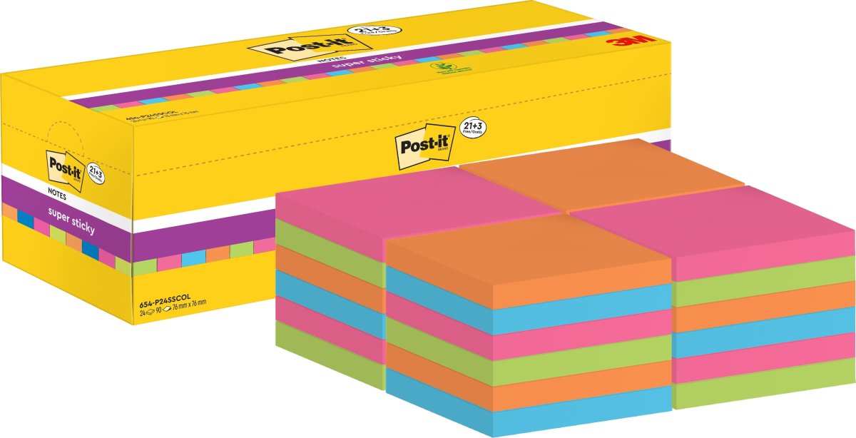 Post-it SS Notes | Color | 76x76 mm | 24 blokke