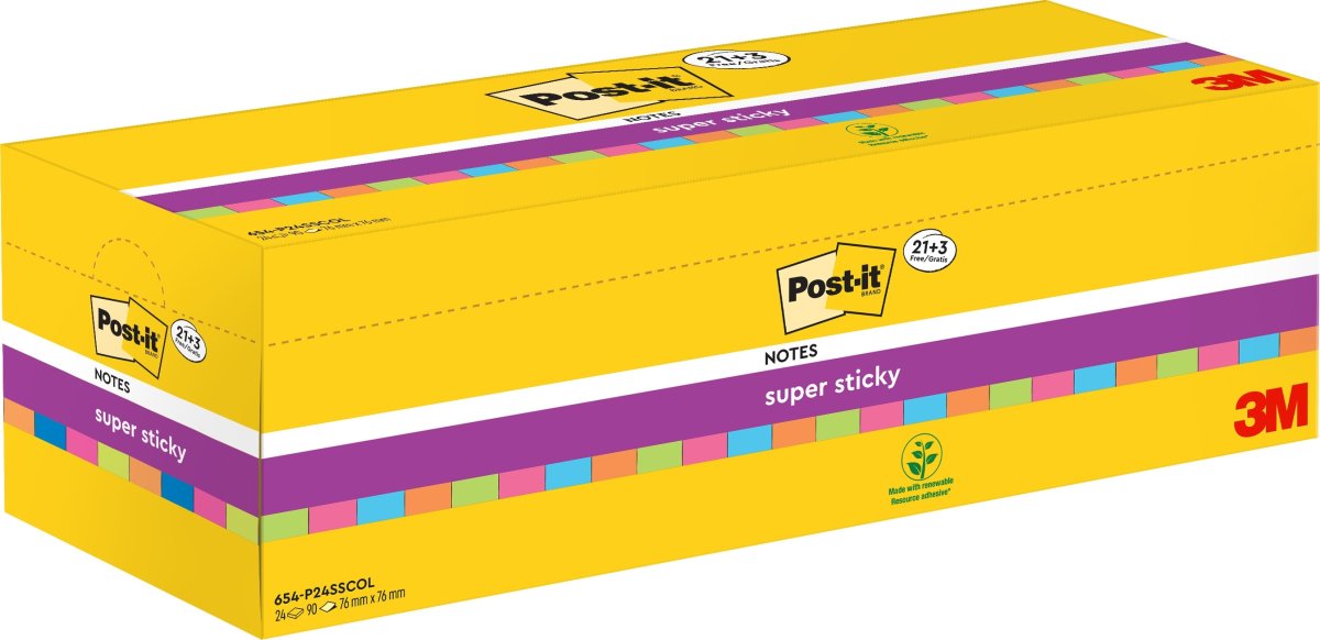 Post-it SS Notes | Color | 76x76 mm | 24 blokke