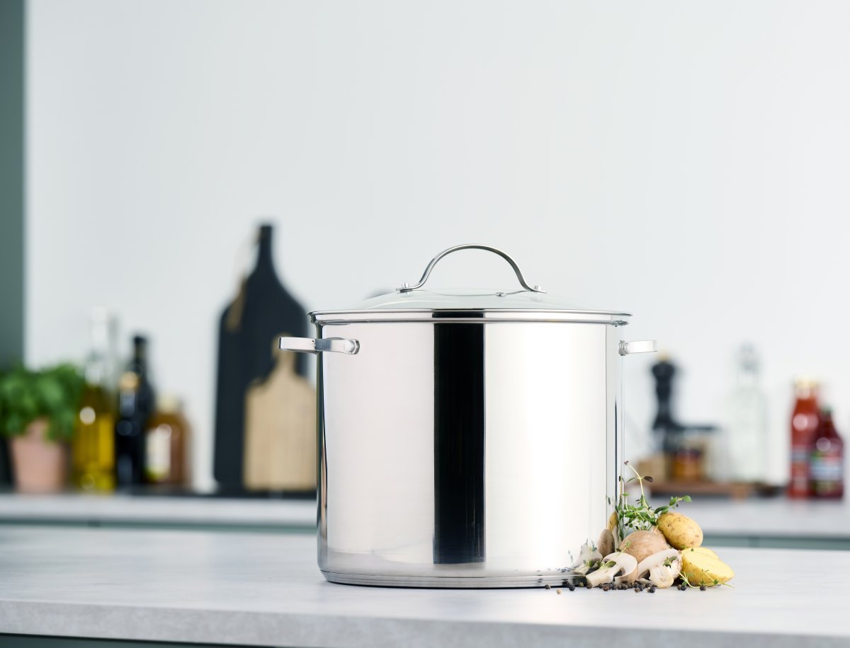 Gryde m/låg, rustfrit stål, 14L