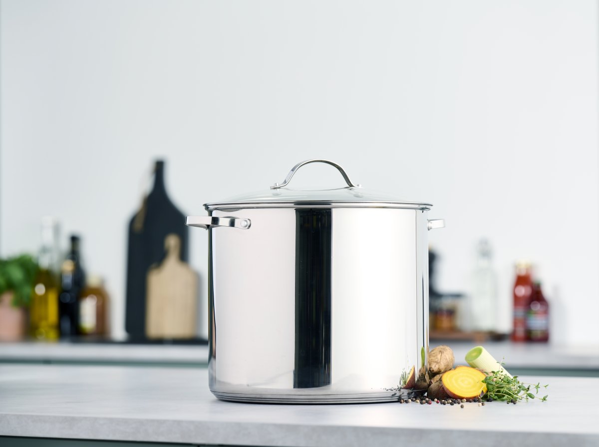 Gryde m/låg, rustfrit stål, 18L