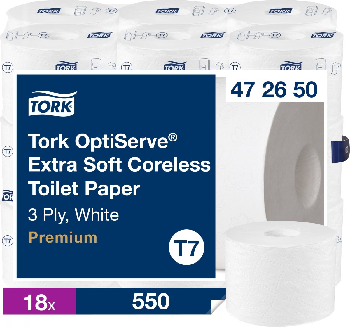 Tork T7 Premium Toiletpapir u/hylse, 3-lag, 18 rl