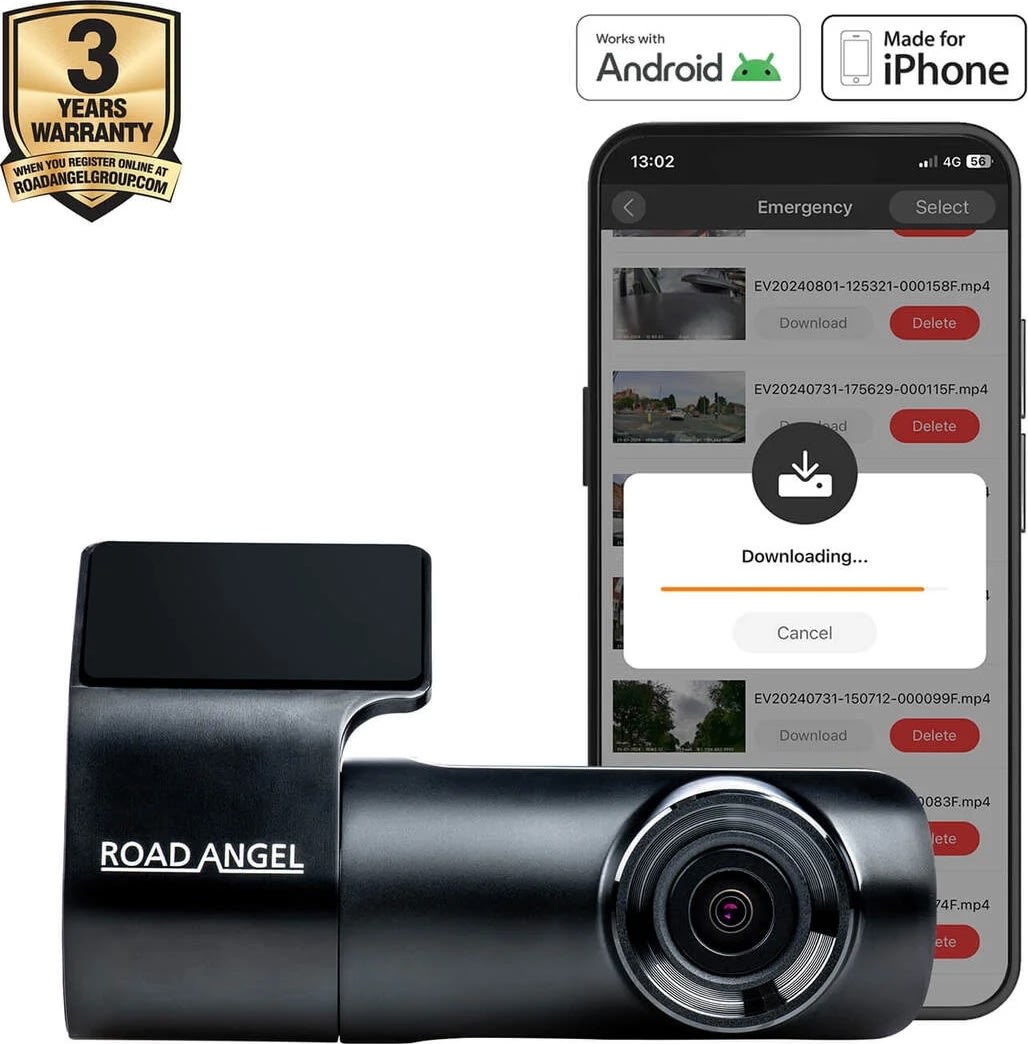 Road Angel Dash Cam bilkamera 1080p, sort
