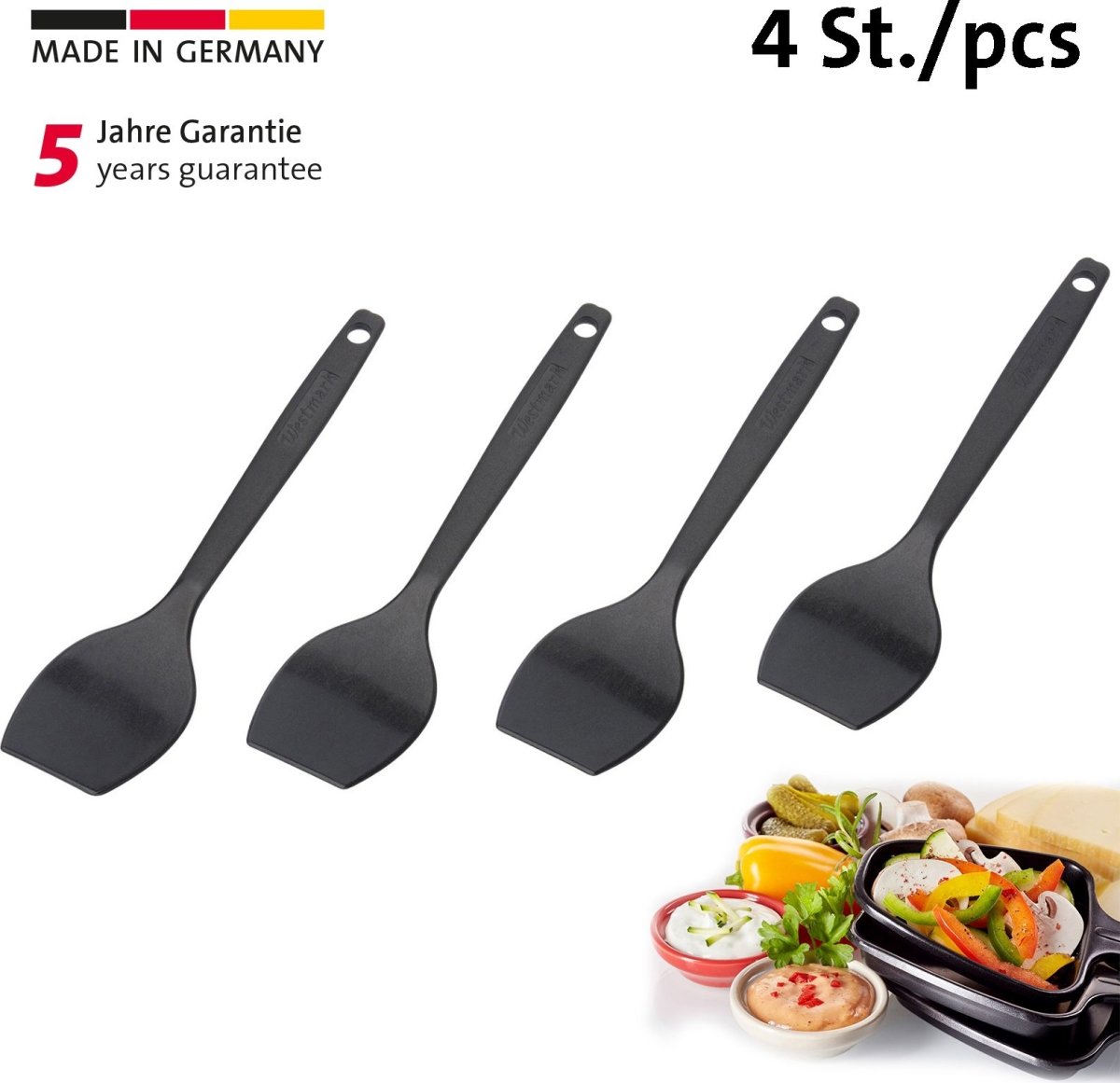 Westmark Raclette spatler 4 stk, plast, sort, 17cm