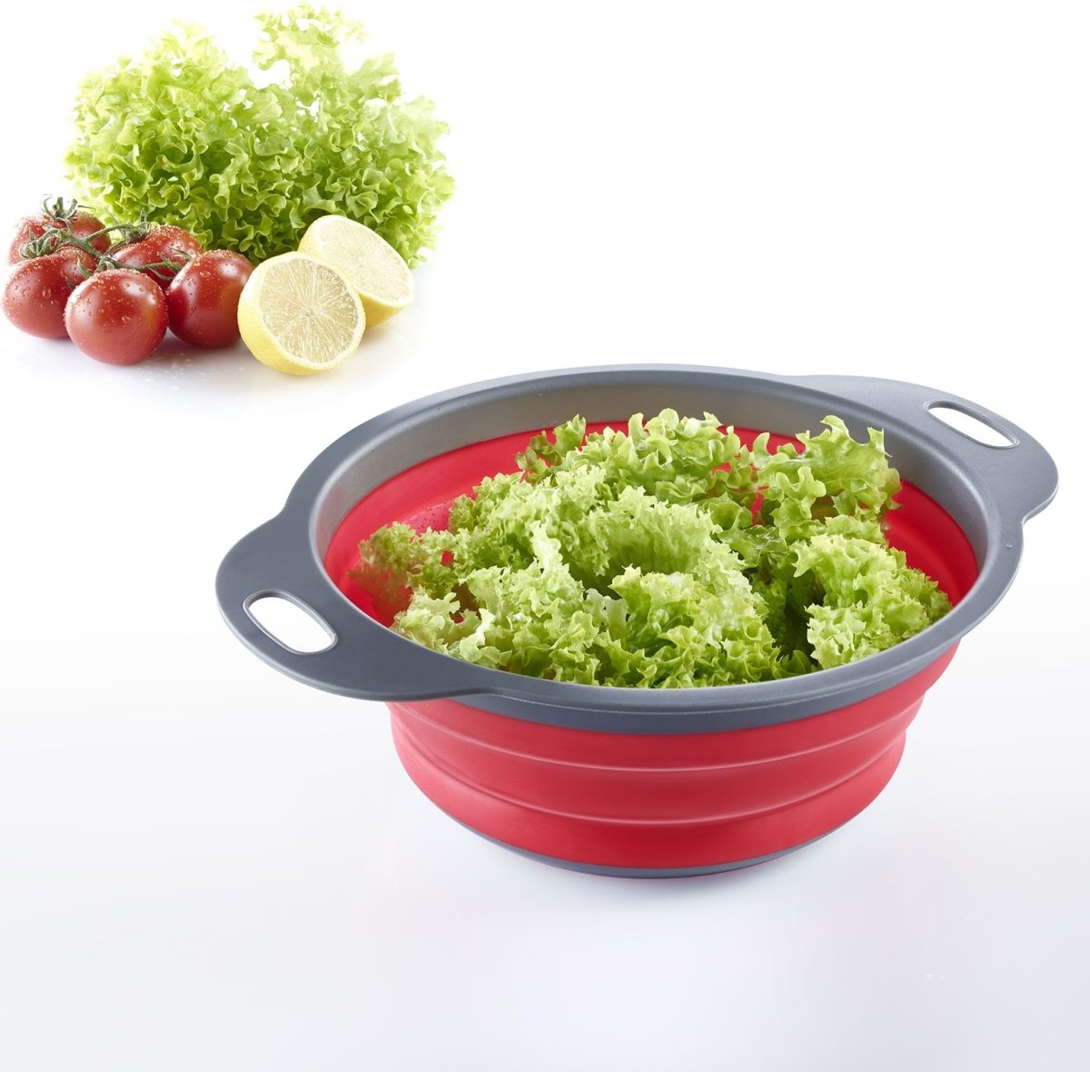 Westmark Dørslag foldbart, plast, grå/rød, Ø22cm