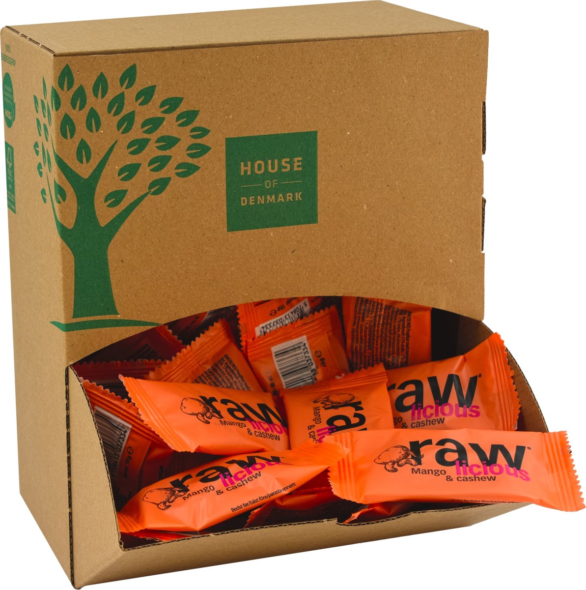 RawLicious bars, Mango/Cashew, Display, 60 x 15 g