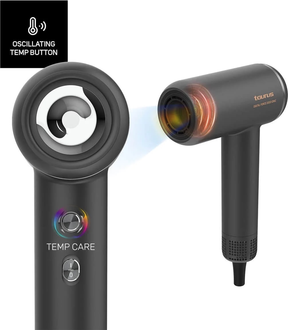 Taurus Hårtørrer Digital Force 2000 Ionic, sort