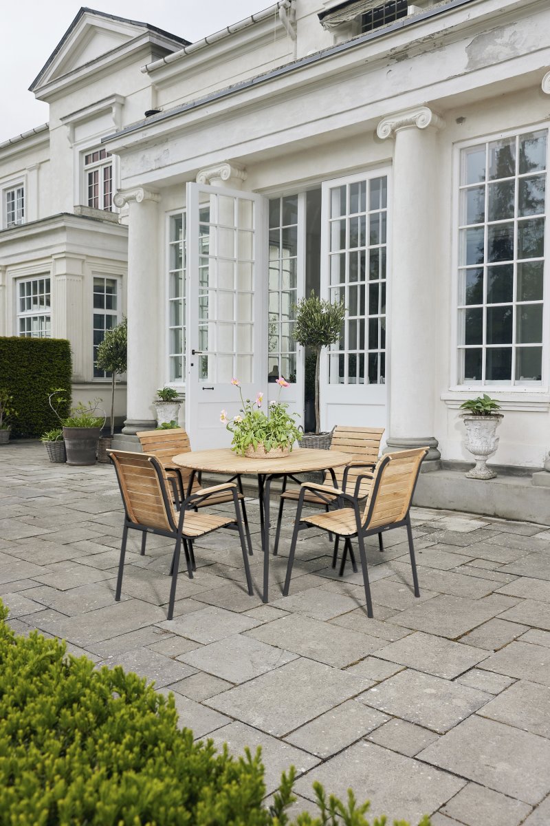 Magnolia havebord ø110 cm + 4 Bellevue, Antracit