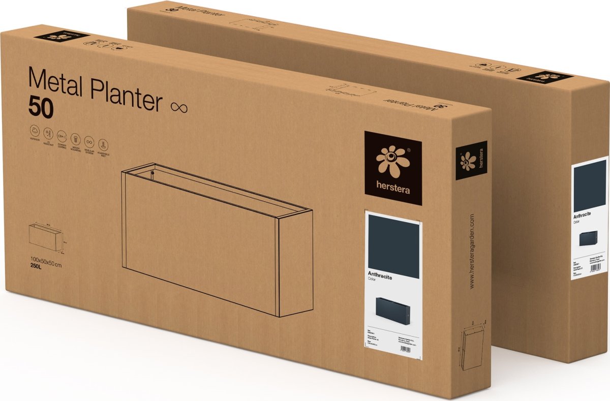 Herstera Plantekrukke m/lys, inde, sort, 100x50x50